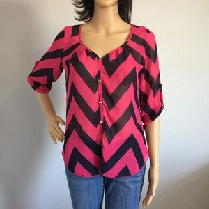 A’gaci Pink & Blue Striped Blouse